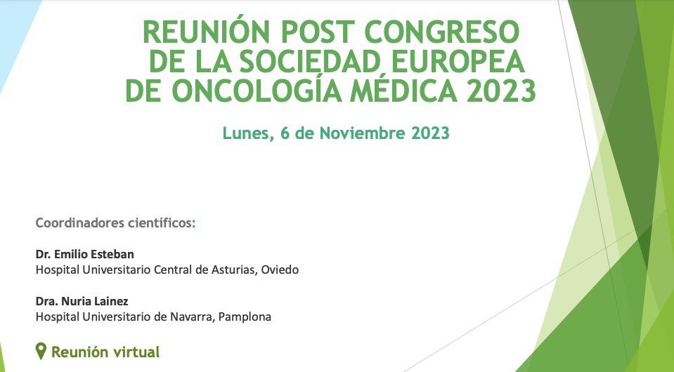gonorte_'s tweet photo. Reunión virtual: ¡No te pierdas la mejor revisión de la principales novedades del congreso ESMO 2023, así como el interesante debate con el que contaremos después‼️
🗓️¿Cuándo? Lunes, 6 de noviembre
▶️ Consulta el programa: https://t.co/Hhh5EBlsiY
#gonorteoncología #postESMO https://t.co/t0mER50gmp