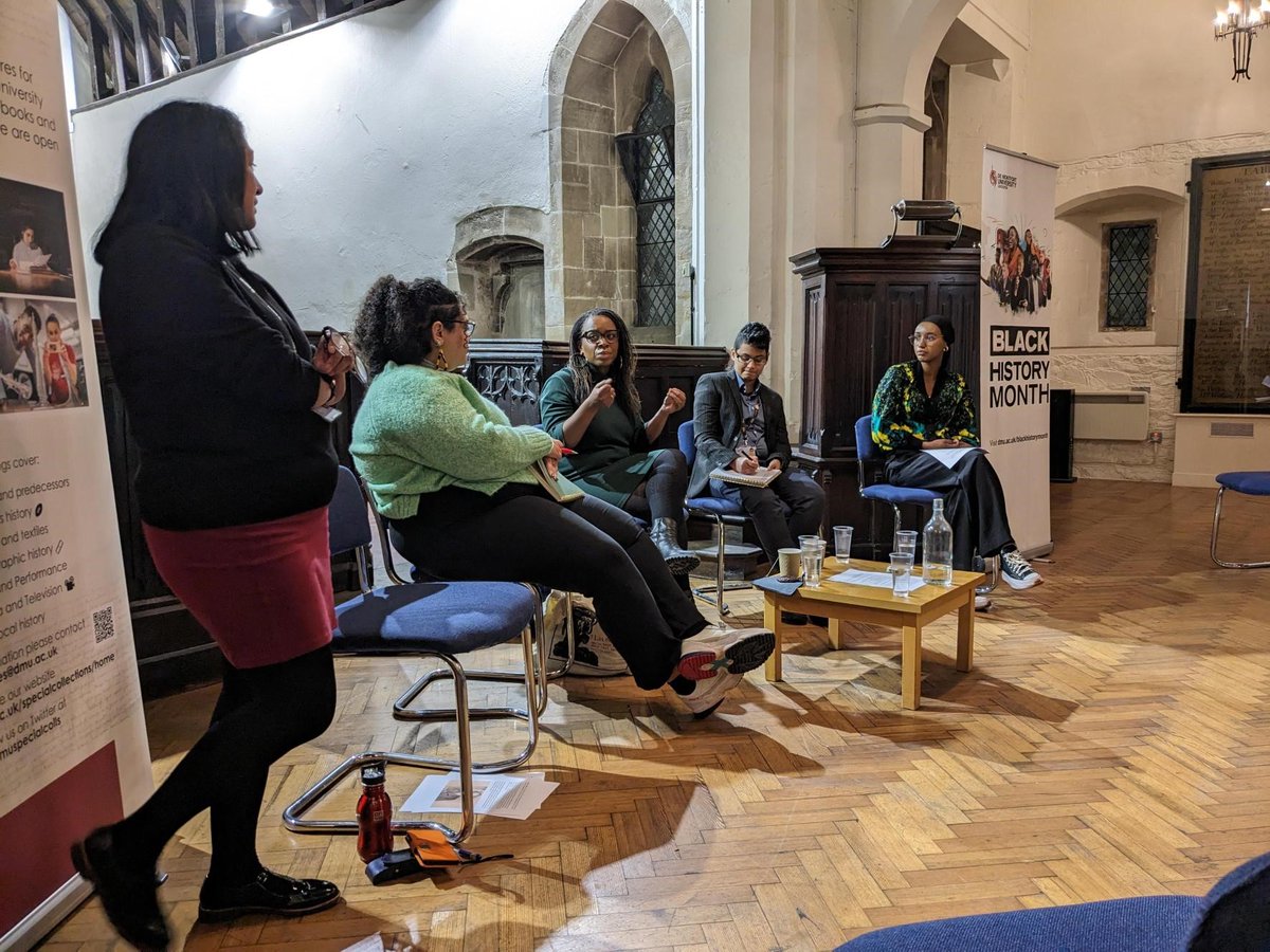 DMUArchives&RareBooks (@dmuspecialcolls) on Twitter photo Thanks 🙏🏽to all who attended the fab panel event last night, 'encountering archives as a person of colour'. Keep an eye out for our blog post later this month for the full lowdown!
@librarydmu <a href="/DMUforlife/">DMUforLife</a> <a href="/eventsdmu/">#DMUevents</a> <a href="/dmuleicester/">dmuleicester</a> #BHM #BlackHistoryMonth #Blackhistoryeverday Thanks 🙏🏽to all who attended the fab panel event last night, 'encountering archives as a person of colour'. Keep an eye out for our blog post later this month for the full lowdown!
@librarydmu <a href="/DMUforlife/">DMUforLife</a> <a href="/eventsdmu/">#DMUevents</a> <a href="/dmuleicester/">dmuleicester</a> #BHM #BlackHistoryMonth #Blackhistoryeverday