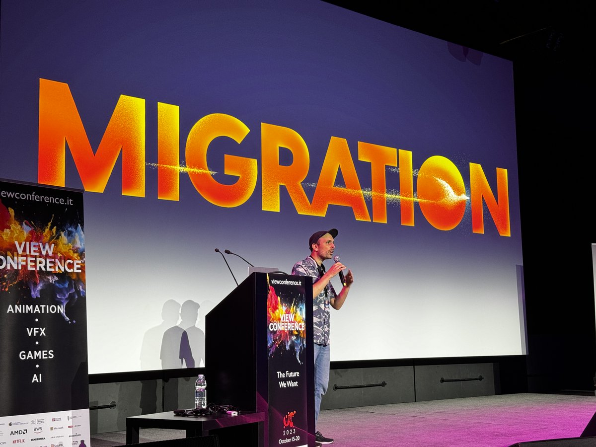 ViewConference's tweet image. Director #BenjaminRenner gave a sneak peek into the upcoming #Migration, during the Italian Premiere Talk @ViewConference2023. A magical journey awaits! 🎬 @illumination #viewconference #animation #vfx #games #art #ai #ar #vr #art