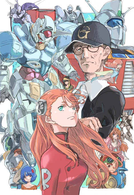 前に描きました富野監督とその作品キャラ達の絵です! 