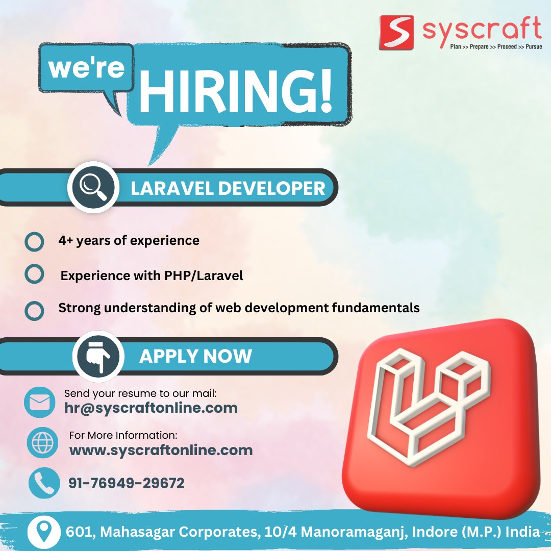 Dear All...
We are hiring experienced candidates for the role of #OpenSourceWebDeveloper (#Laravel expertise is a must)!

Benefits: 5 days of working and a friendly work environment

#hiring #hiringnow #hiringalert #laraveldeveloper #laraveldeveloperhiring