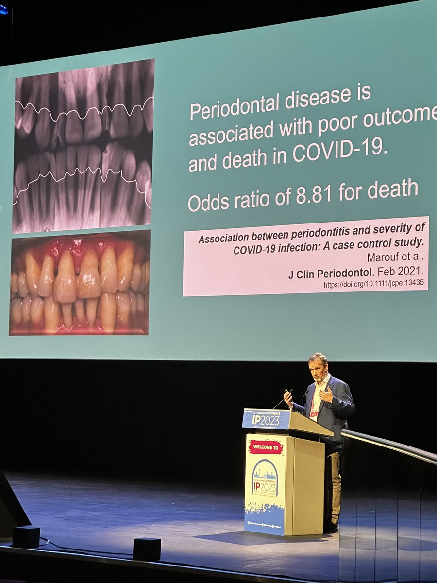 Dr Lloyd Jones articulates how oral health clearly identified as a predictor for mortality in COVID-19. The mouth is a viral factory. Excellent oral hygiene needed at home and where care is provided. The mouth is the entrance to the body! #IP2023Conf <a href="/IPS_Infection/">IPS</a> <a href="/rosskeat/">Ross Keat</a>