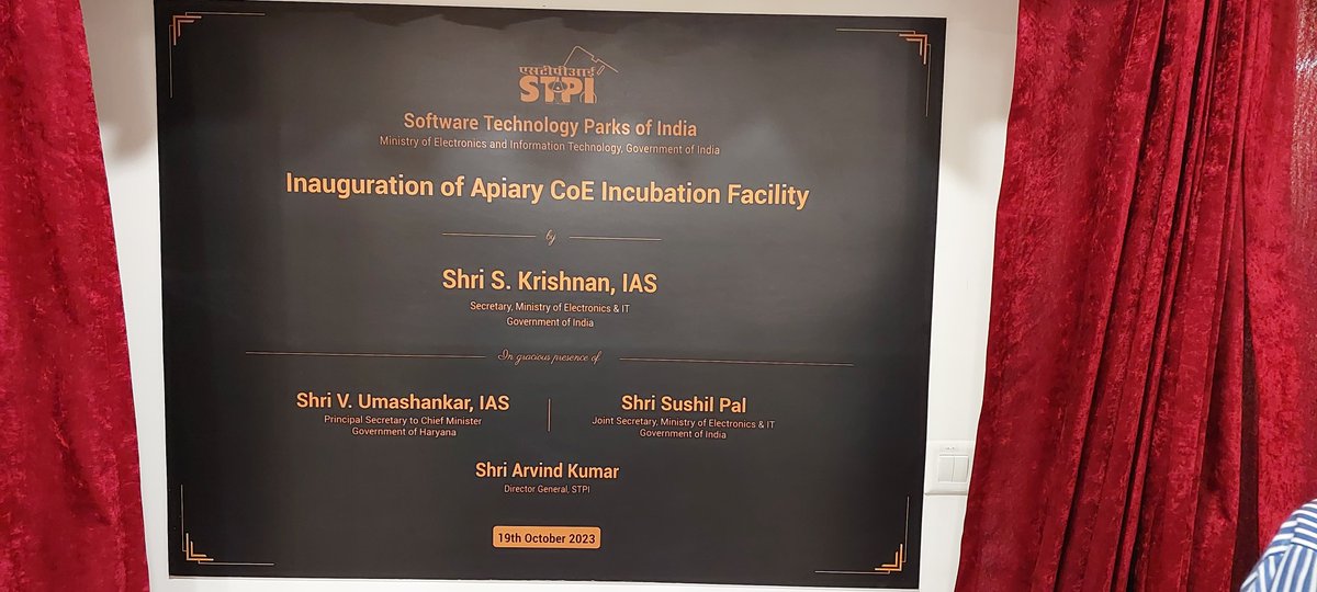 stpiindia's tweet photo. Hon'ble Secretary, @GoI_MeitY, Shri S Krishnan along with other dignitaries unveiled the plaque; marking the inauguration of the incubation facility at STPI Apiary CoE, Gurugram.
#STPIIncubation #STPICoEs
@PalSushpal
@arvindtw
@pankajthakar
@DeveshTyagii
@ApiaryIncubator https://t.co/ndkgFwoT6g
