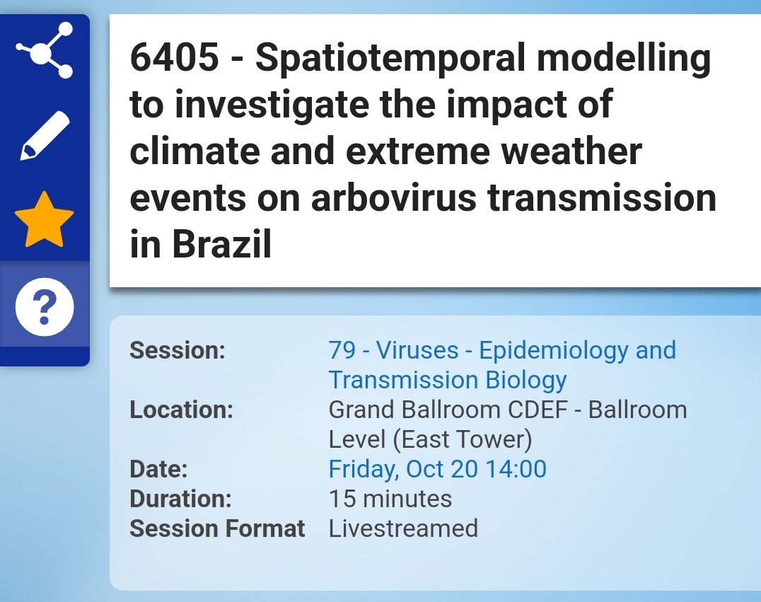 Interested in which environmental factors most affect dengue, chikungunya and zika virus transmission across Brazil? I'm speaking at <a href="/ASTMH/">ASTMH</a> #TropMed23 #ASTMH2023 tomorrow afternoon! Message if you want to meet up, would love to chat (especially about spatial modelling) 💬🦟🌍