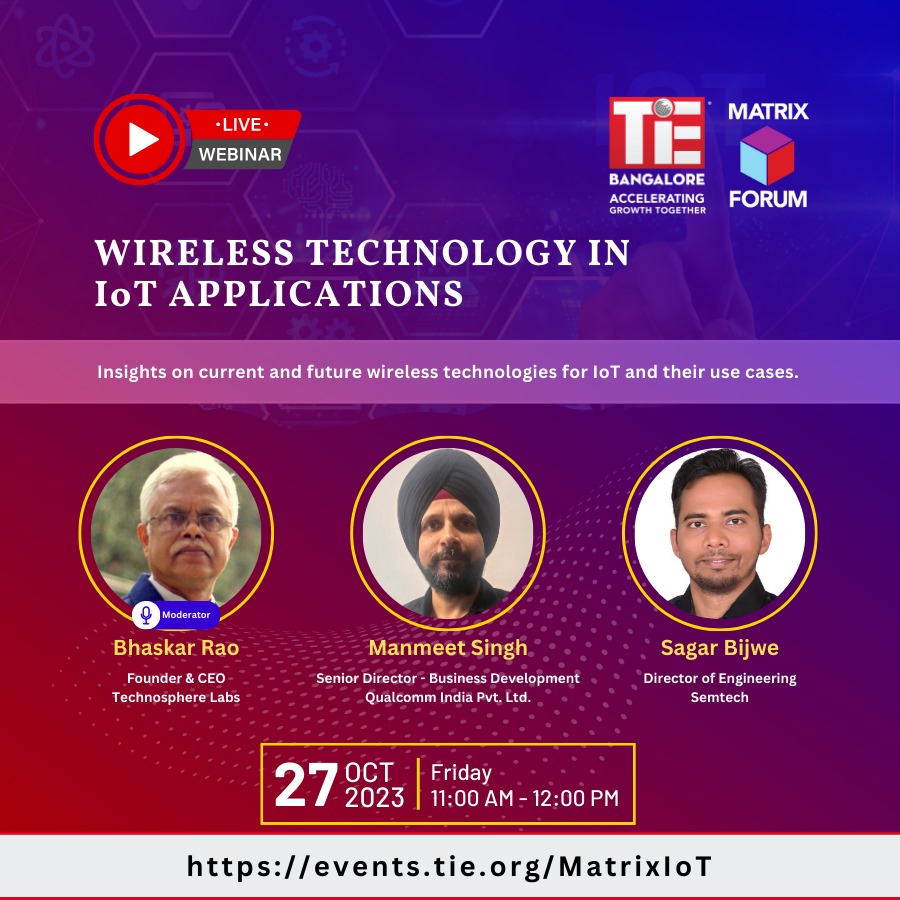 If you are a Startup, Consultant, or Enterprise involved in the Business of IoT, then register right away! events.tie.org/MatrixIoT This webinar is brought to you by DESIGN FOR MANUFACTURING SIG of the @Matrix_Forum which facilitates start-ups to participate in #MakeFromIndia.