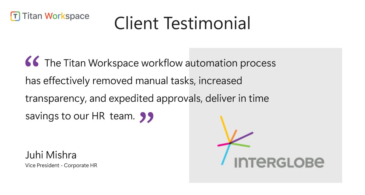 titanworkspace's tweet image. Excited to showcase InterGlobe Enterprises&apos; success with Titan Workspace! They excel in Aviation, Hospitality, and Travel services, and our partnership is a testament to our commitment to industry leaders. #TitanWorkspace