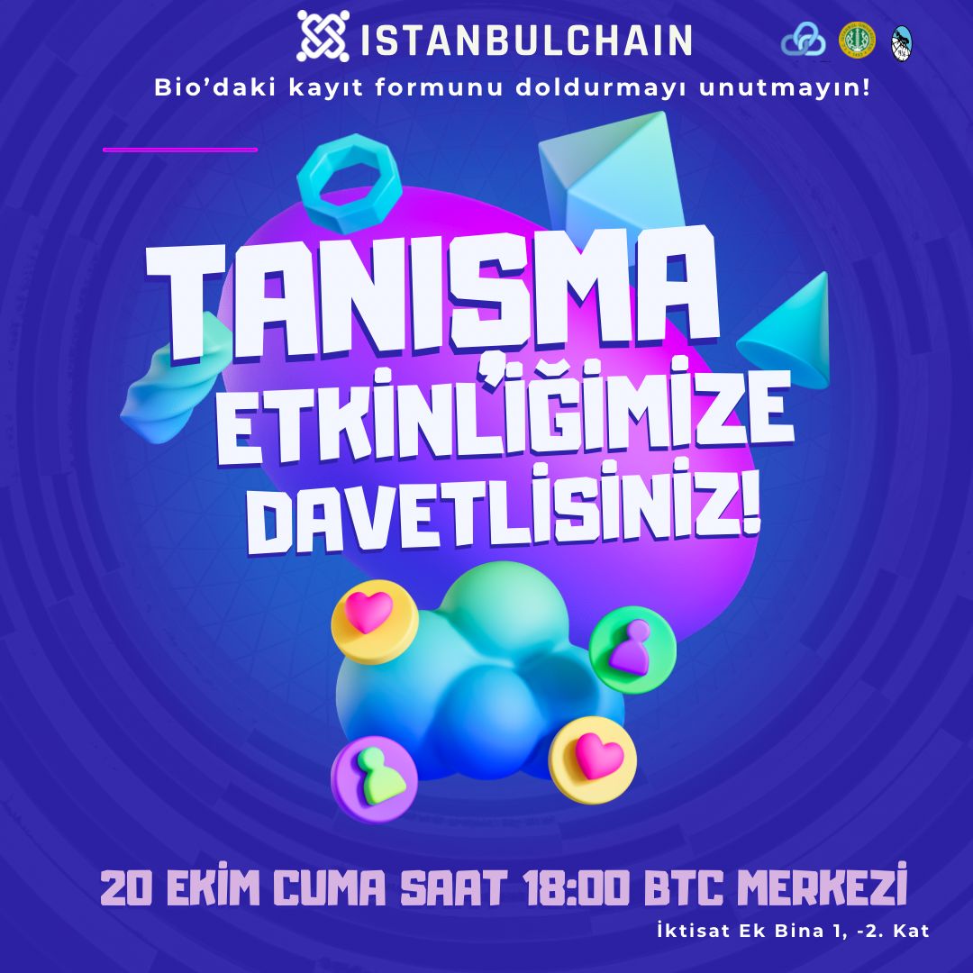 Herkese merhaba! 
Sizlerle bir araya gelmek için sabırsızlanıyoruz! 
20 Ekim Cuma günü (yarın), saat 18.00'de İktisat ek bina 1'deki <a href="/IstanbulBTC/">IstanbulBTC</a> merkezinde buluşmak üzere 🎉👋🏻