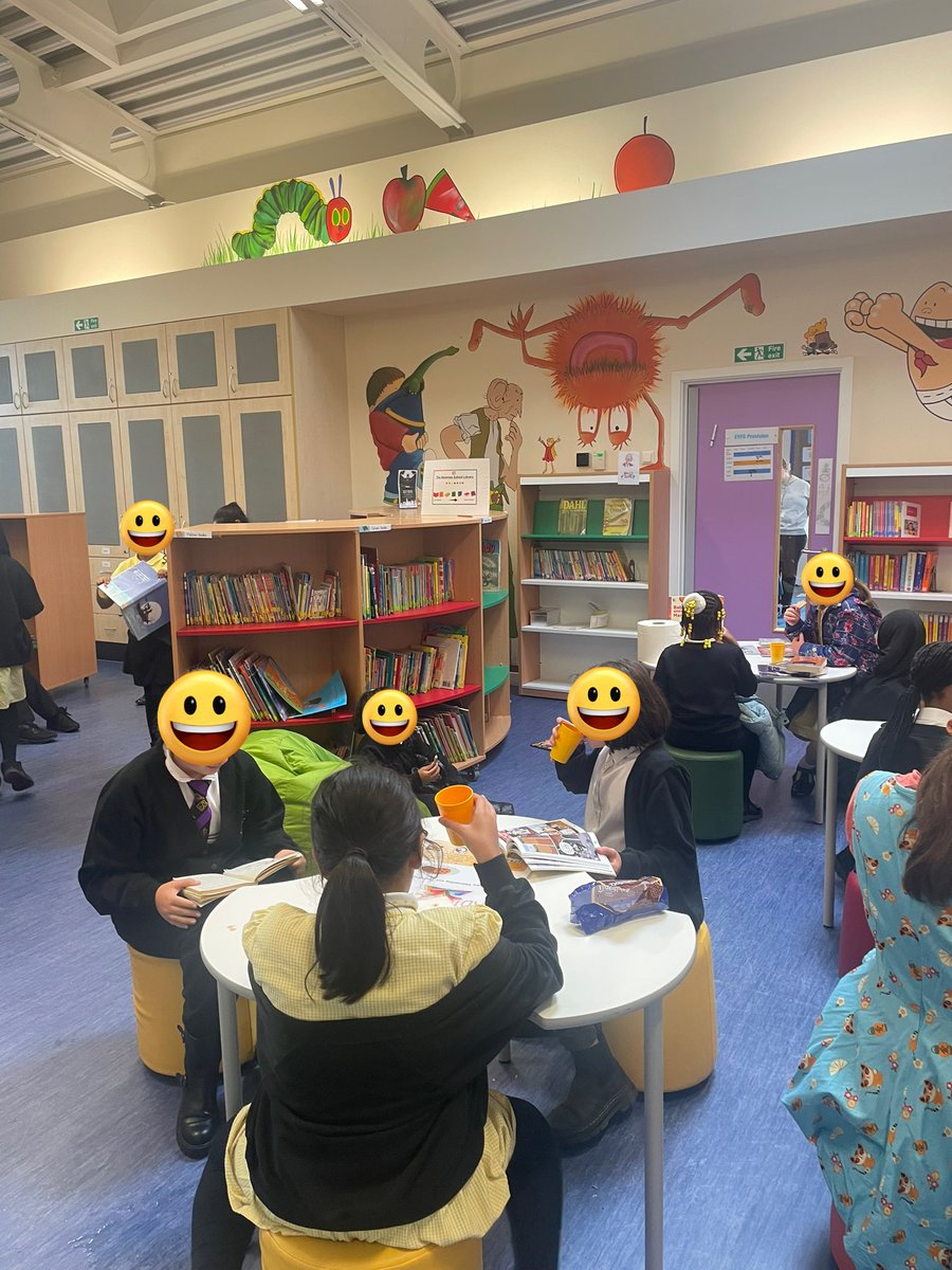 Miss_Hughess's tweet photo. The Primary Phase children have been enjoying their Reading Café on a Wednesday and Thursday lunchtime! 🥰☕️ It’s so nice to see our older children sharing books with the KS1 pupils! 
#readingforpleasure
@BemroseSchool https://t.co/cSGyHzXJ93
