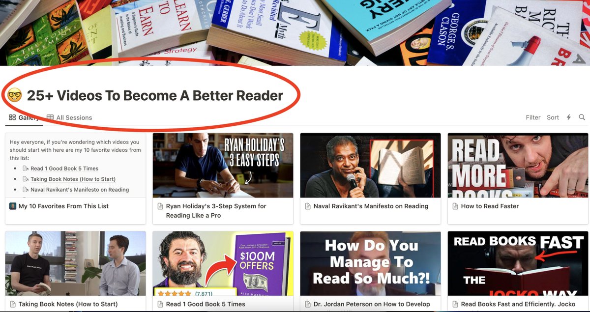 AlexAndBooks_'s tweet image. Want to become a better reader?

I curated a list of 25+ videos with reading tips from:

• Tim Ferriss
• Ryan Holiday
• Naval Ravikant
• Jordan Peterson

And many more skilled readers.

Comment &quot;READ&quot; and I&apos;ll DM you the list for free.

(ps: follow so I can DM you)
