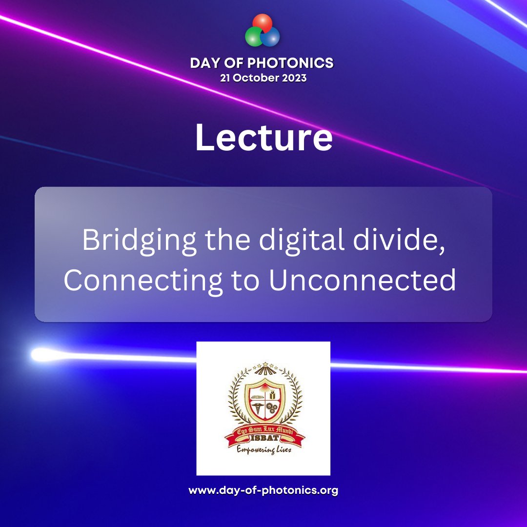 🌟<a href="/isbatkampala/">ISBAT University</a> will celebrate <a href="/DAYOFPHOTONICS/">CarlosLeeEPIC</a> by organising the IEEE Humanitarian Technologies Symposium 2023 with the Theme: "Bridging the digital divide, Connecting to Unconnected". 
#dayofphotonics2023 #photonics #youngtalent #STEM