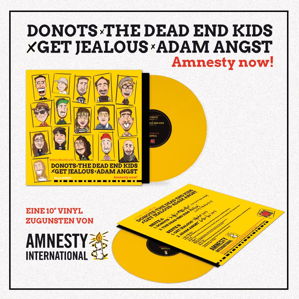 Ab 31.10. - DONOTS x THE DEAD END KIDS x GET JEALOUS x ADAM ANGST VERÖFFENTLICHEN EXKLUSIVE TOUR-BENEFIZ-10“ VINYL (LIMITIERT AUF 1000 STÜCK) ZUGUNSTEN VON AMNESTY INTERNATIONAL MIT 4 UNVERÖFFENTLICHTEN SONGS