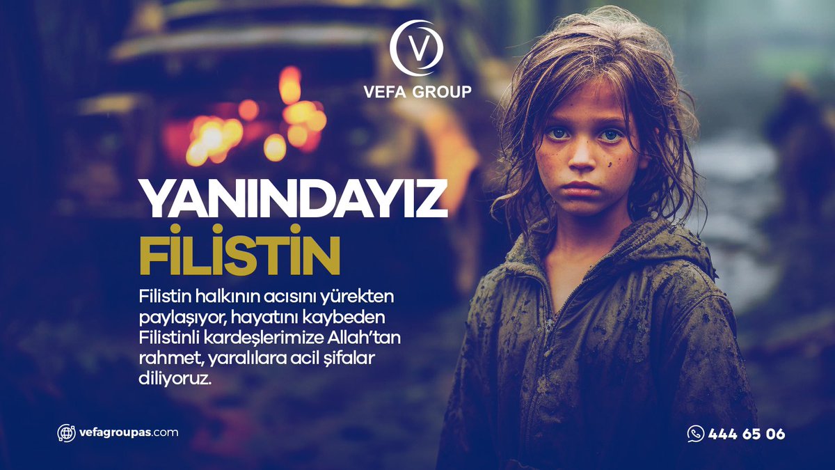İsrail’in zulmüne karşı Filistinli kardeşlerimizin yanındayız.

#VefaGroup #YanındayızFilistin