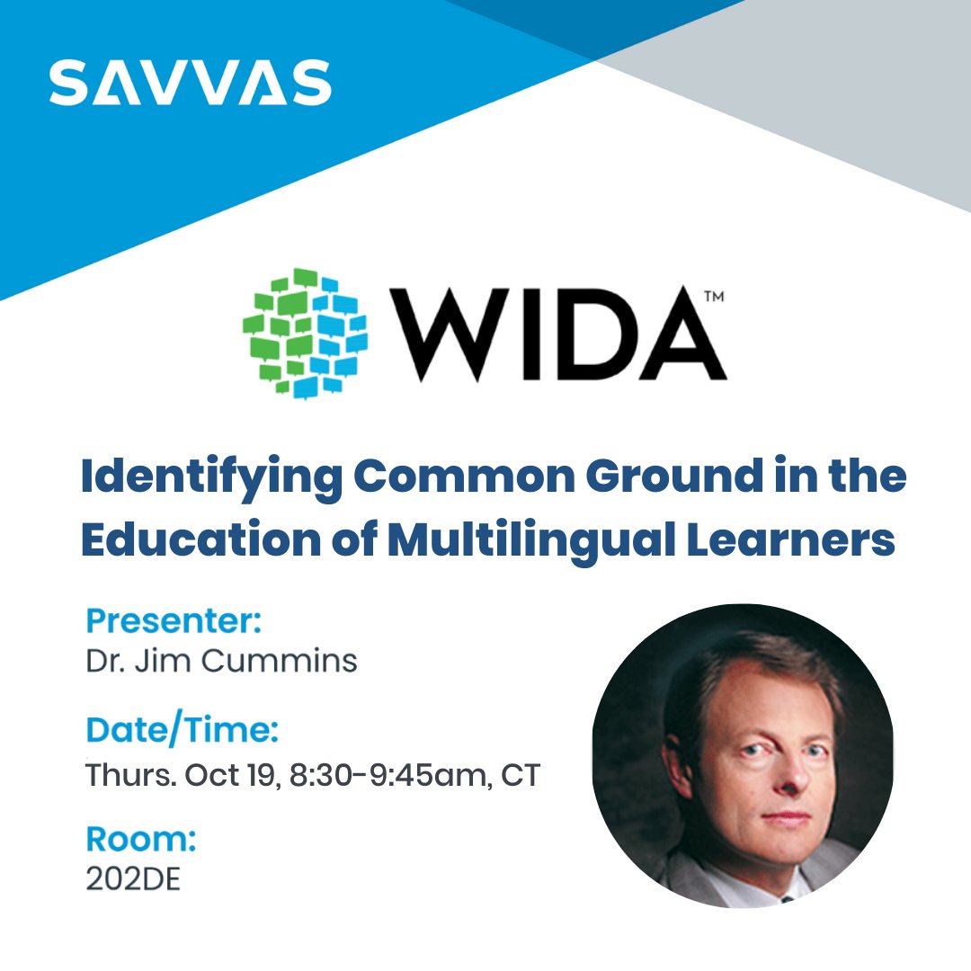 ➡️ #WIDA2023 attendees! Don't miss this special session by Dr. Jim Cummins this morning from 8:30am-9:45am in room 202DE!  

#edchat #mllchat #ellchat  Request more info anytime: ow.ly/lRsj50PYjJh 
@WIDA_UW