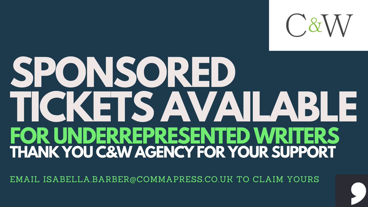 We have a limited number of sponsored tickets to the National Creative Writing Industry Day 2023 for Writers of Colour and writers claiming Universal Credit thanks to generous support from @CWAgencyUK 🎟️ isabella.barber@commapress.co.uk for more📩 commapress.co.uk/events/nationa…