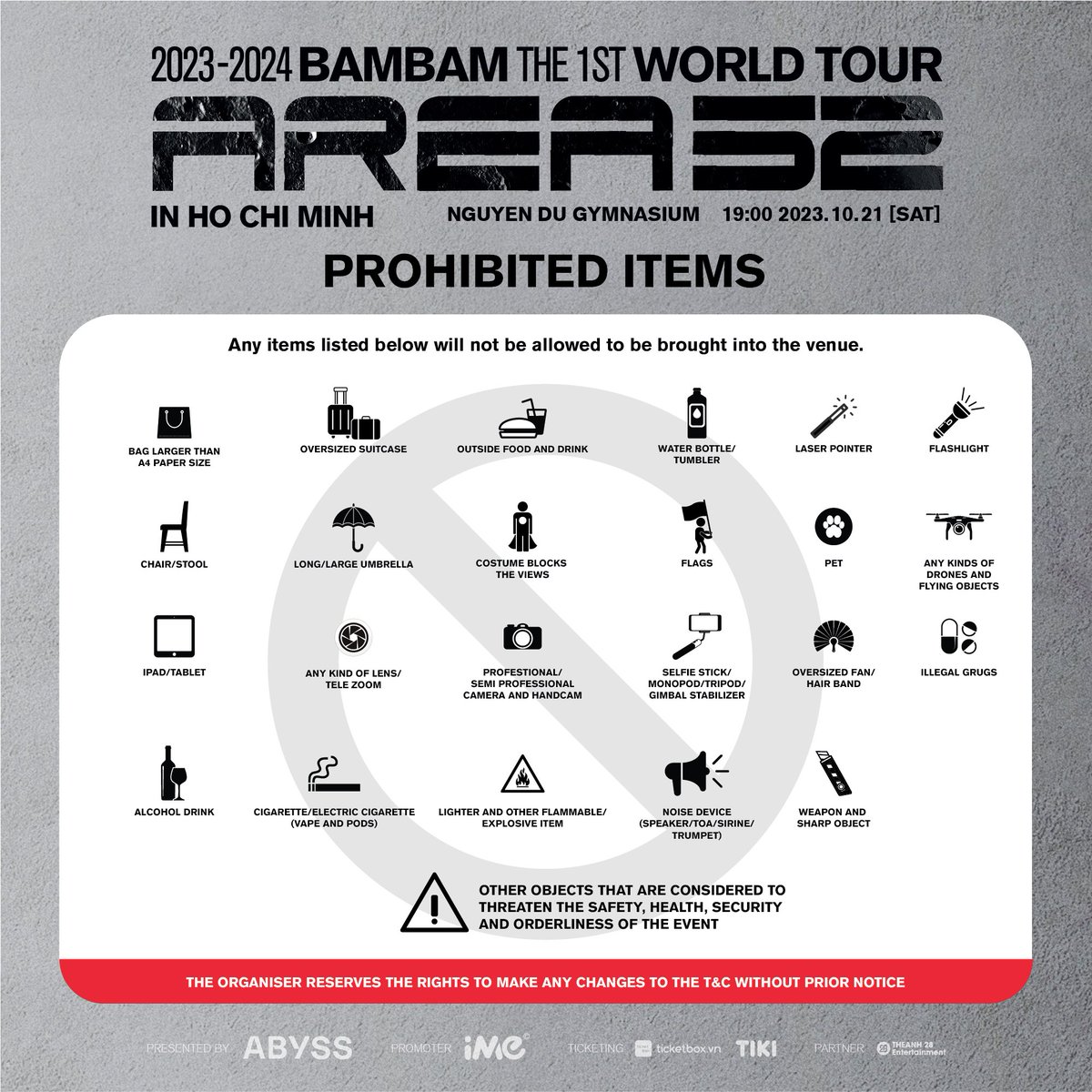 ime_vietnam's tweet photo. Take note of our instructions!  See you on Saturday, October 21, 2023 at Nguyen Du Gymnasium.  See each photo for more details. #GOT7 #BAMBAM #AREA52 #BamBam_TOUR_AREA52 https://t.co/0O7o35ZmKd