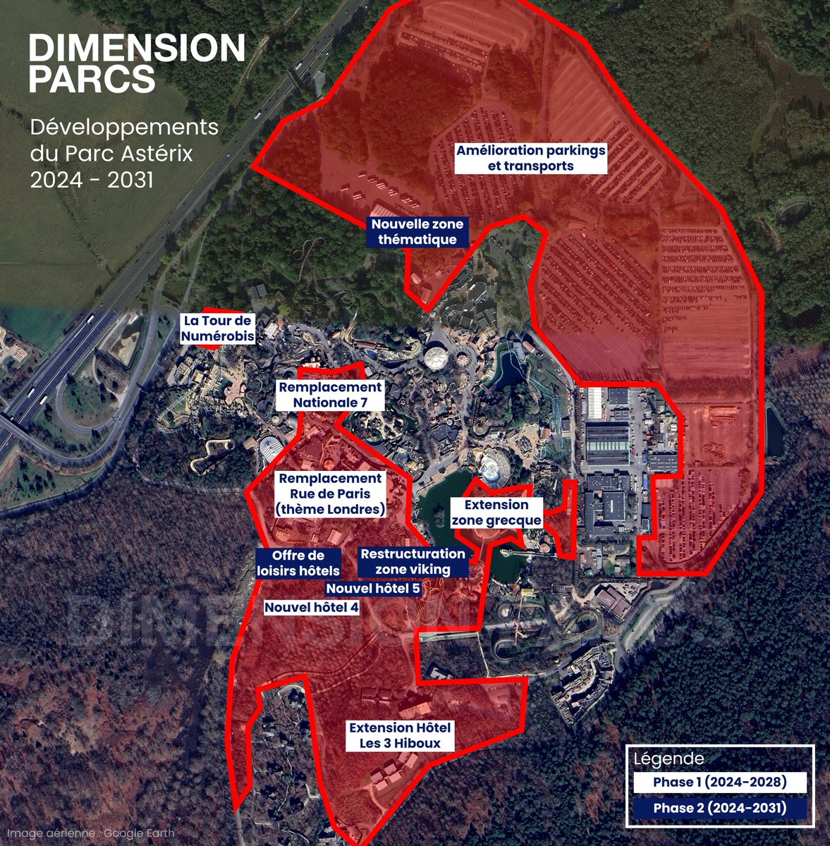 🚨 Le <a href="/ParcAsterix/">Parc Astérix</a> va énormément changer avec d'ambitieux projets d'attractions, zones thématiques, hôtels et plus d'ici 2031. Décortiquons dans un nouvel article ce plan de développement fraîchement rendu public. 🏗️
➡️ dimensionparcs.fr/france/parc-as…

Sont envisagés :
🎢 Extension de la