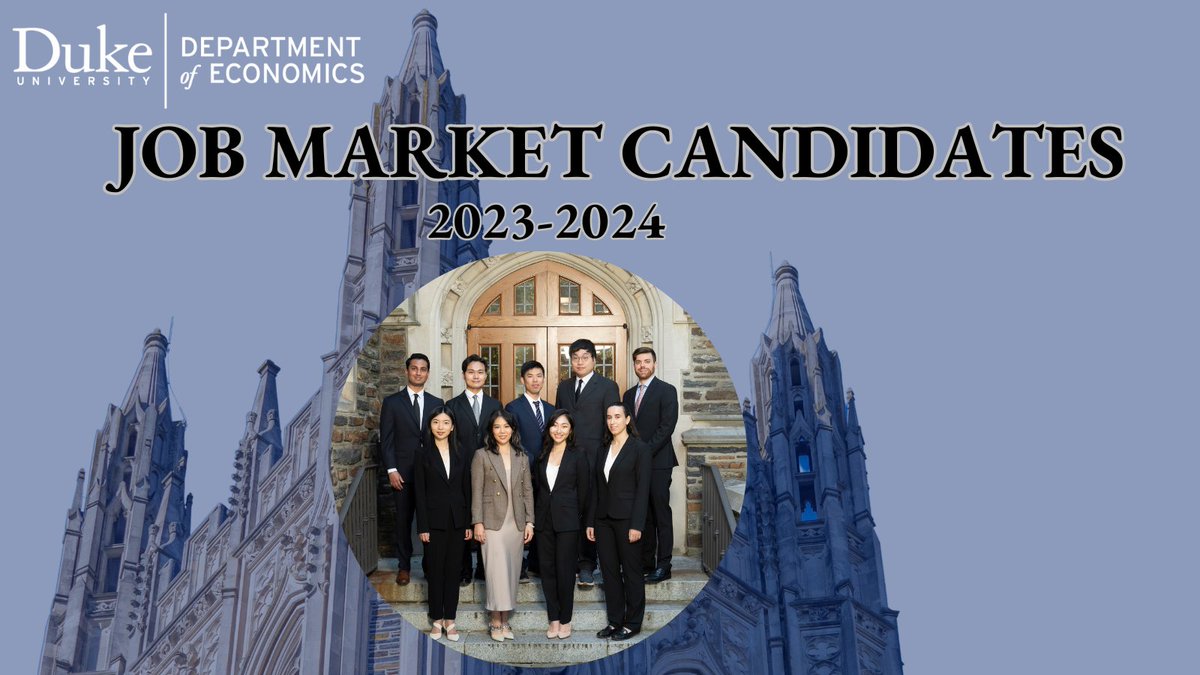 Introducing our 2023-2024 job market candidates, all seeking employment starting Summer 2024. For more information, visit: econ.duke.edu/graduate/hire-… or see 🧵 below.