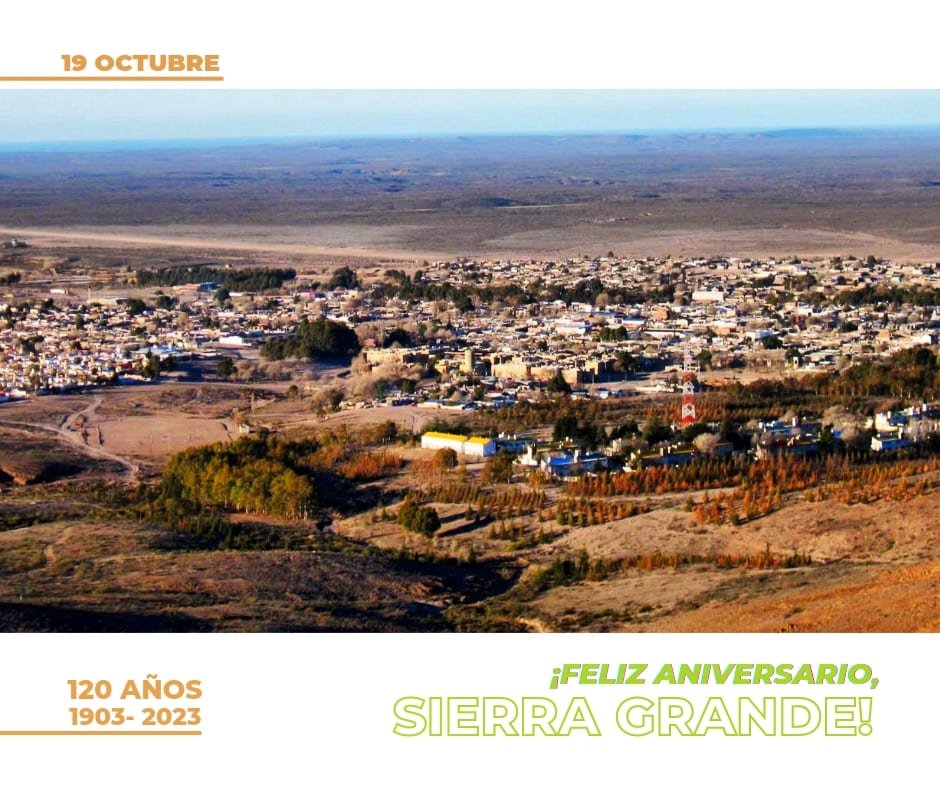 🎉 Felicidades, a todos los vecinos y vecinas de Sierra Grande. Hoy, la localidad cumple 120 años.
.
.
#AniversariosRN #SierraGrande #RíoNegro
