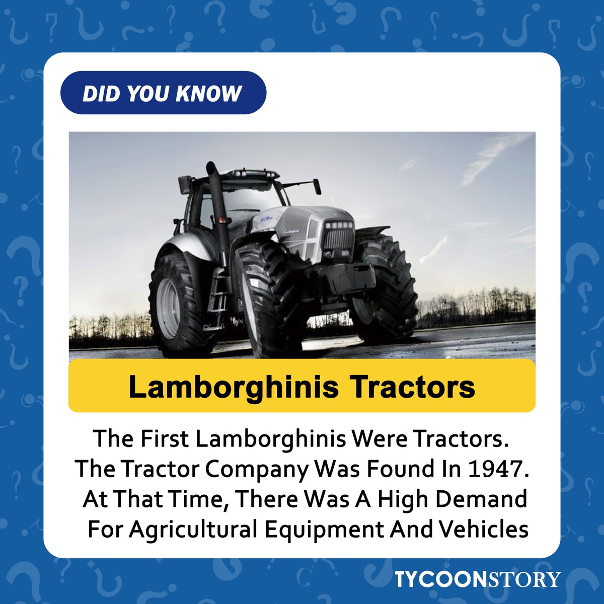 #DidYouKnow

#LamborghiniHistory #agriculturalequipment #historicalfacts #farmingtechnology #agriculturaldevelopment #vintagetractors #agriculturalmachinery #farminghistory #ruralheritage #lamborghinitractors #farmingindustry #AgriculturalRevolution