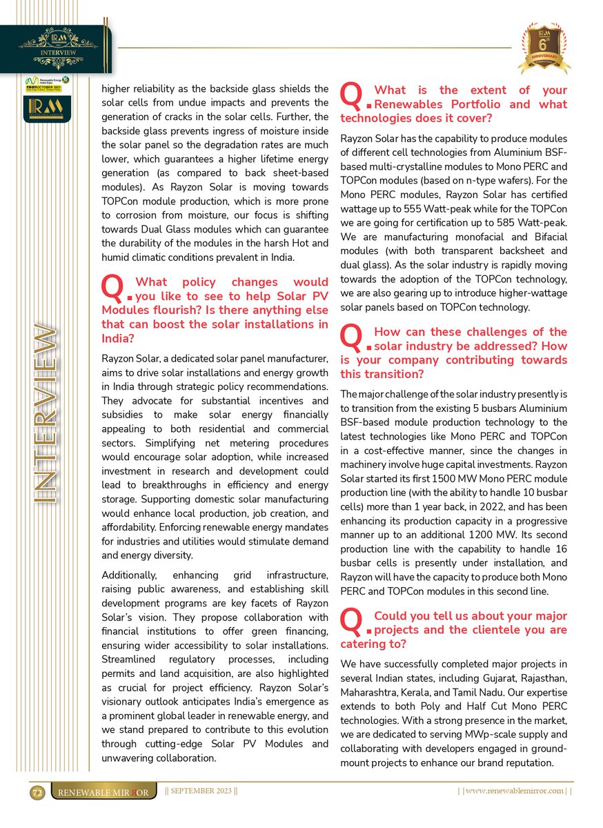 renewablemirror's tweet photo. An Interview with Mr. Chirag Nakrani Founder & MD | @rayzonsolar
Click here to read the full Interview: https://t.co/pyFUfbq0c8
#Rayzon #renewable #Rayzonsolar #renewableenergy #renewablemirror #electricalmirror #constructionmirror #tresubmedia #renewablemirrormagazine https://t.co/XlyXmOZez9