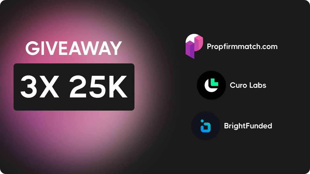 PropFirmMatch's tweet photo. 3x25K Challenge Account Giveaway with @BrightFunded 🎉

To participate:

🤝 Follow @PropFirmMatch, @Curo_Labs &amp; @BrightFunded
🔁 Repost
🌐 Sign up at BrightFunded´s website
👫 Tag 2 Friends

Winners will be announced in 3 days https://t.co/szsgSgj2ps