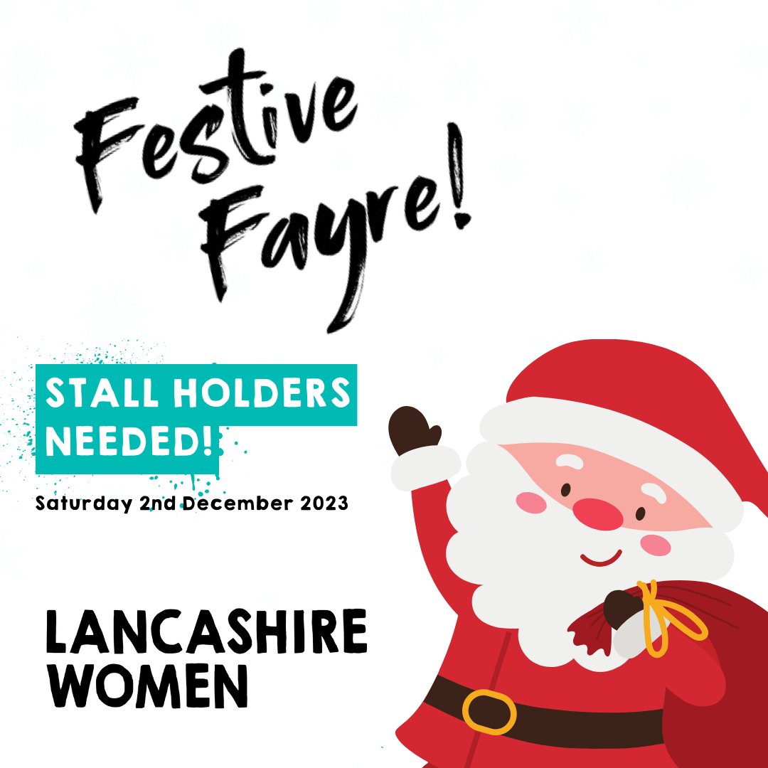 We're bringing back our Festive Fayre this year on the 2nd of December 🎅

If you have a local business and would like to have a stall at our event, please contact our Fundraising Officer at fundarising@lancashirewomen.org ✉️

Please share and tag any local businesses you know!
