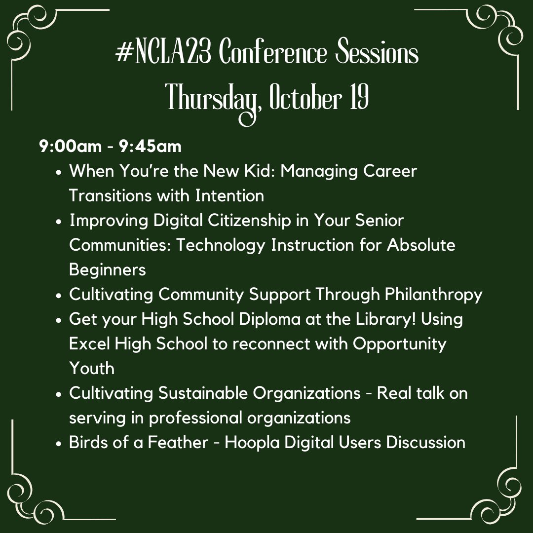 Check out these sessions! #NCLA23