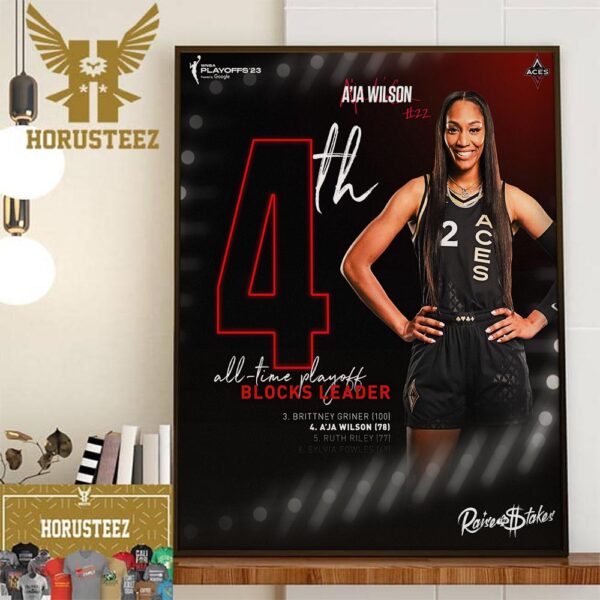 Congratulations Aja Wilson Is The 4th All-Time Playoffs Blocks Leader Home Decor Poster Canvas
#LasVegasAces #WNBA #WNBAChampions #MoreThanGame #WNBAChamps #RaiseTheStakes
horusteez.com/product/congra…