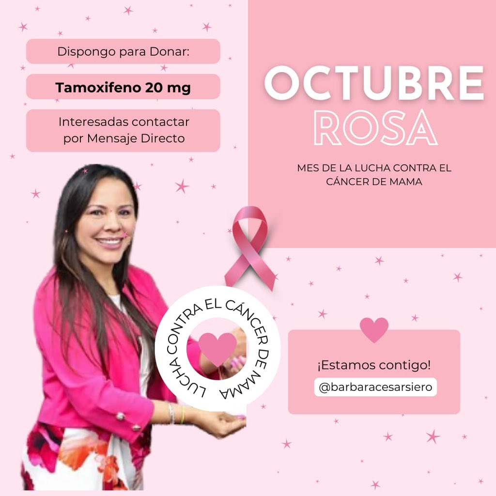 BarbaraCesarS's tweet photo. Hoy en el día de la Lucha contra el Cáncer de Mamas o hasta agotarse la existencia realizaré la #Donación de #Tamoxifeno de 20 mg. Si eres mujer y necesitas estas pastillas contáctame. #PorTiPorMiPorTodas #Tocate El Cáncer de Mamas SI se cura, te lo digo yo que soy Sobreviviente. https://t.co/NquMhmp9Qf