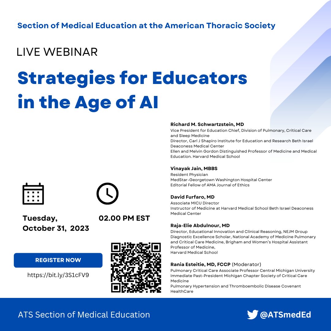 Have you heard about our next webinar? Join us to learn more about AI and medical education Register here: bit.ly/3S1cFV9