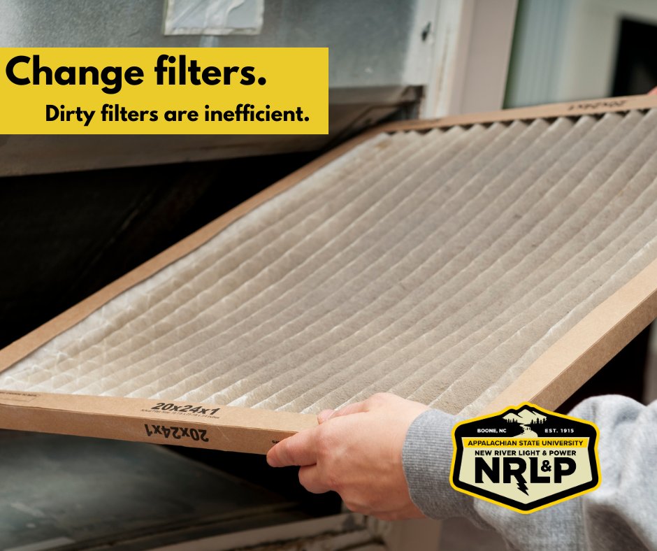 New_River_LP's tweet image. Spooky season is coming to a close &amp;amp; this is your reminder to change any ghoulishly dirty filters 👻

Dirty filters are #inefficient.

Learn about more ways to conserve energy &amp;amp; save money on your electric bill by visiting nrlp.appstate.edu/resources 💪

#NRLP #NewMonthNewFilter