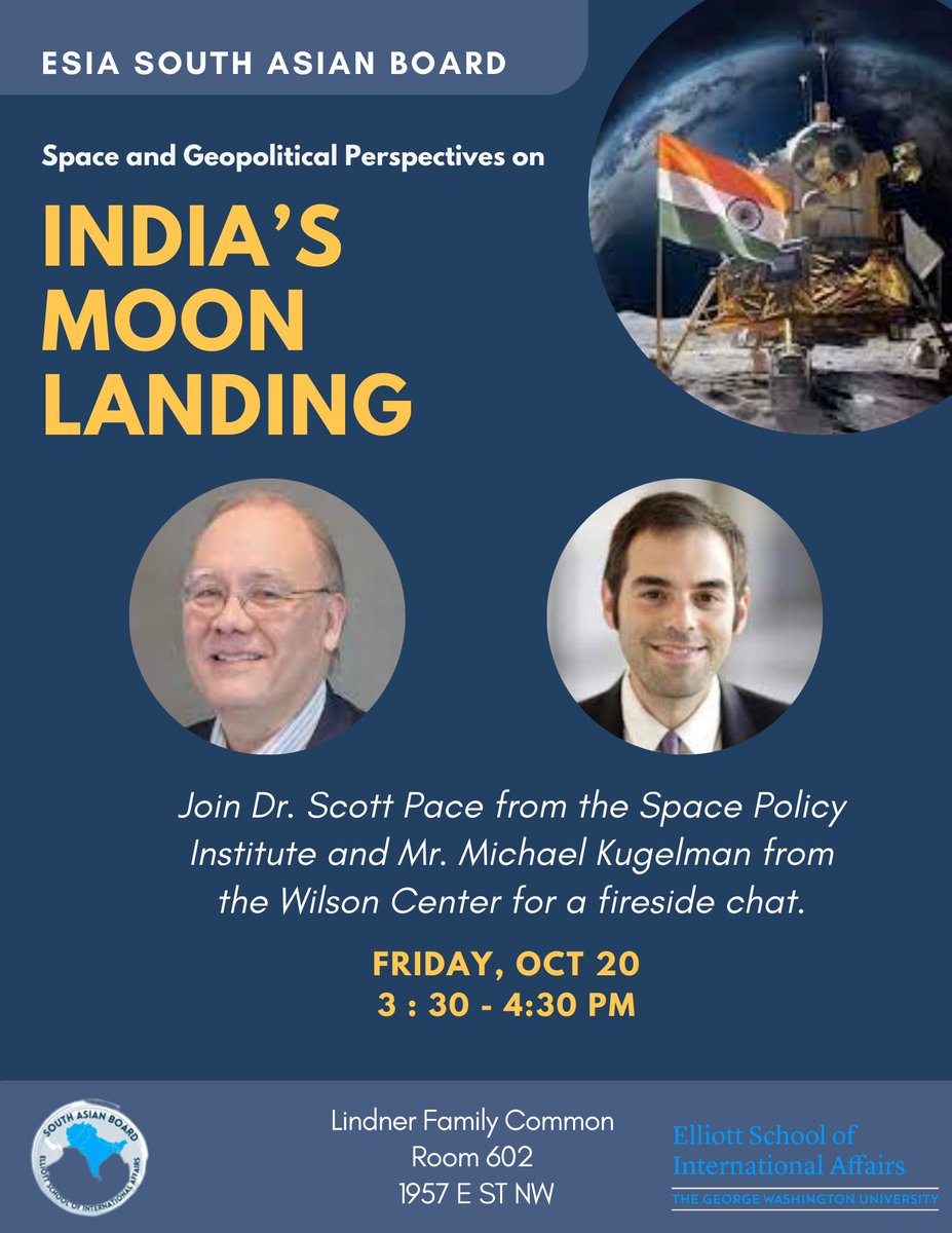 Join the South Asian graduate student board tomorrow to discuss space and geopolitical perspectives on India's Moon Landing!

RSVP here: docs.google.com/forms/d/e/1FAI…