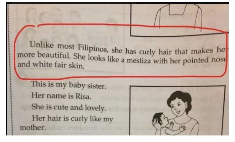 An elementary textbook in the Philippines. 
#colourism #beautystandards #philippines #skinlightening #elementarytextbook #Filipinos