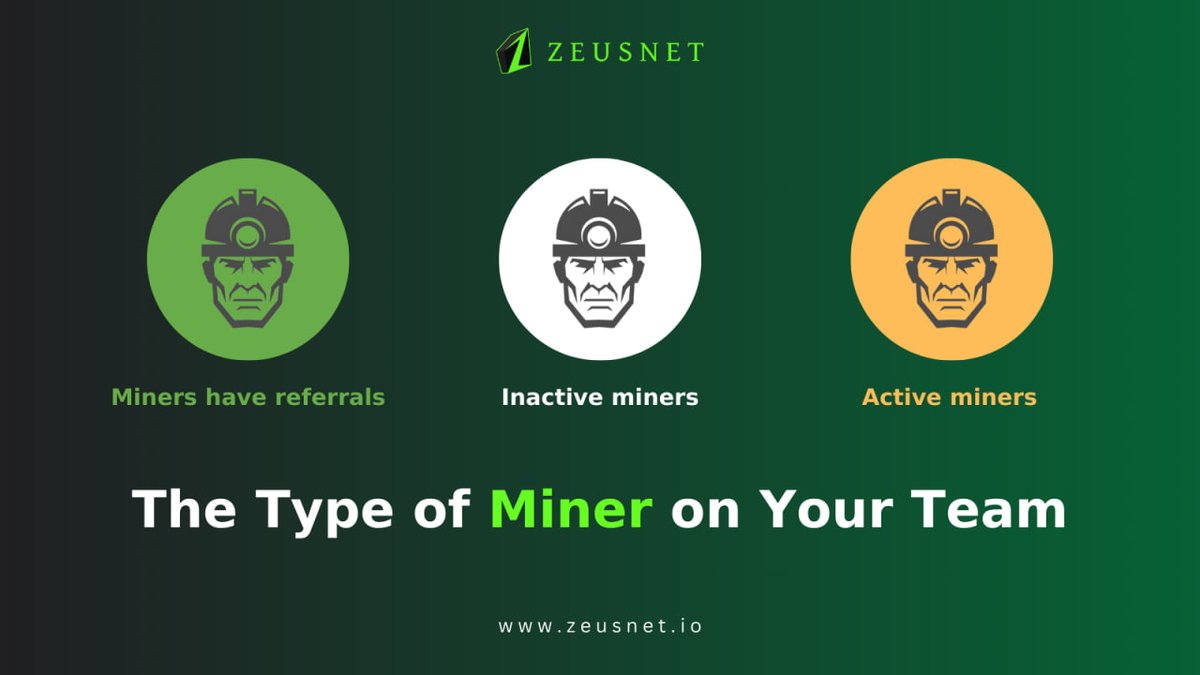 How to Check Miner Activity in Your Team⚡⛏️ 🟢 Green Color: Miners who have referrals in their team. ⚪️ White Color: Miners who are not actively mining and do not have referrals in their team. 🟡 Yellow Color: Miners who are actively mining on Zeusnet. #zeusnet #zeusnetminer