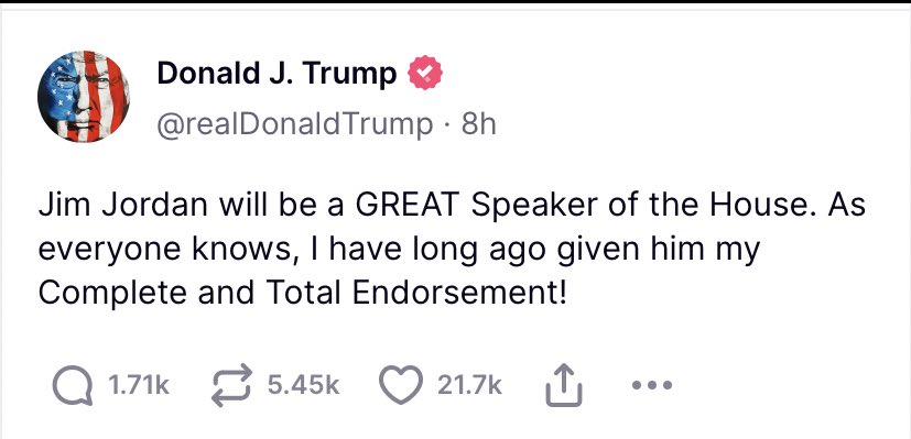 BREAKING: Jim Jordan just withdrew his nomination for Speaker.

Everything Trump touches dies!