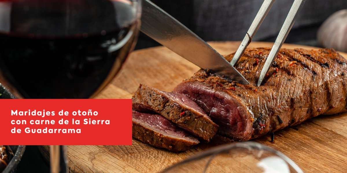 🍷 Prueba nuestra carne de la Sierra de Guadarrama maridada con vino tinto de cuerpo medio o sidra artesanal. ¡Un maridaje otoñal irresistible! 🍂El toque terroso de nuestra carne combina perfectamente con las notas frutales del vino 🥩❤️   #CarneSierradeGuadarrama #VinoyCarne