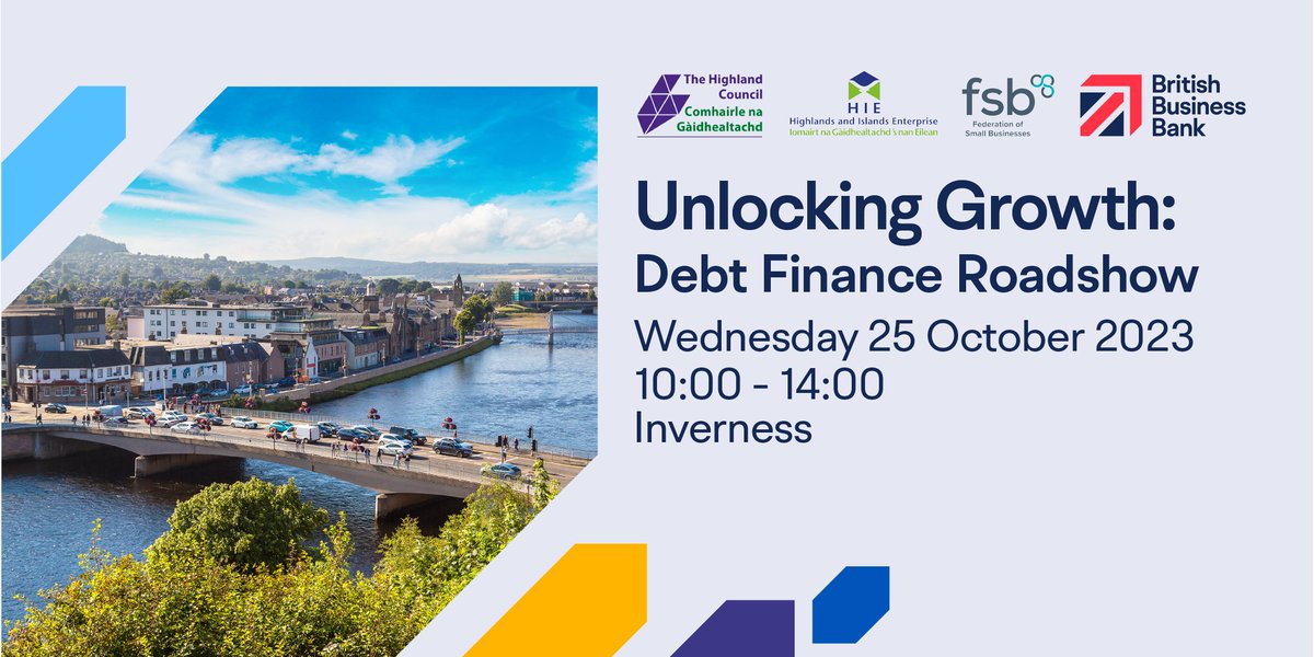 British Business Bank Unlocking Growth Highland Roadshow

We're delighted to support this event in #Inverness on Wed 25 Oct and invite Highland businesses to come along. 

Read more and sign up here - 
ow.ly/6Vzj50PYF1X

<a href="/BritishBBank/">British Business Bank</a> <a href="/HIEScotland/">HIE</a>
