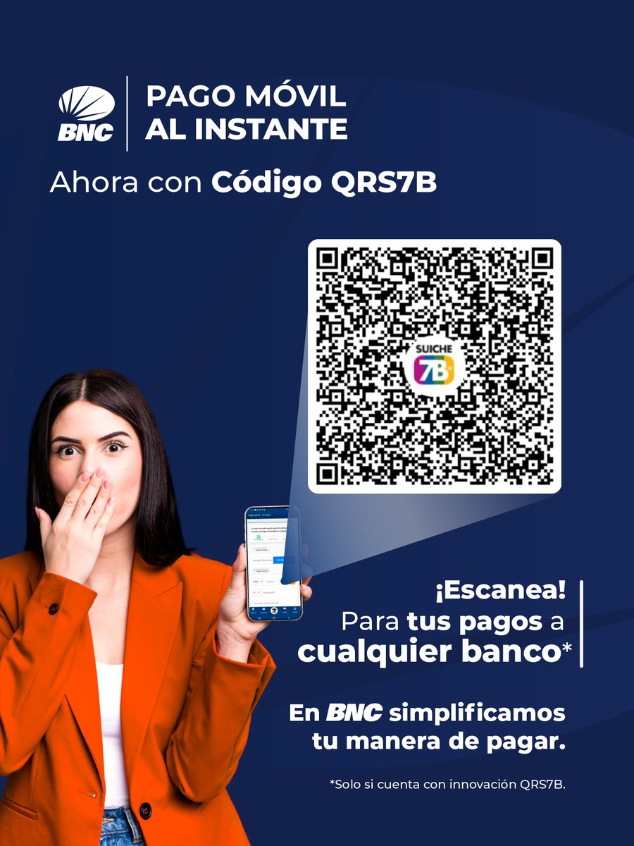 bncbanco_'s tweet photo. ¡Tú lo pediste y nosotros te escuchamos! 🙌

Agiliza tus pagos escaneando el Código QRS7B 🤳🏽 y evoluciona la forma en que usas tu Pago Móvil BNC Al Instante.

¡Y lo mejor es que lo puedes hacer a cualquier Banco!*

BNC, soluciones financieras justo a tu medida. 

*Solo si cuenta con innovación QRS7B.

#Pago #BNC #Bolivares #Divisas #CuentaBNC #pagomovil #escanea #CodigoQR