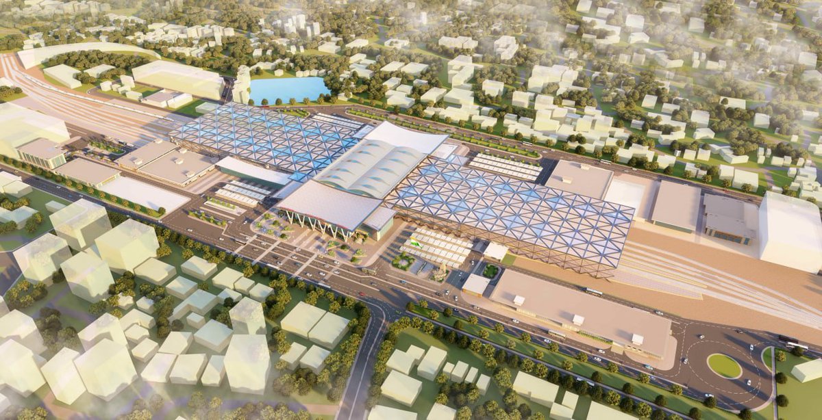 RailPostIN's tweet photo. Chhattisgarh's Raipur railway station is set to go under redevelopment. Here's what the reimagined station will look like:

Platforms are covered with a monolithic roof. Both sides of the station to get new entrances. 

#IndianRailways #StationRedevelopment @RailMinIndia https://t.co/v104m6Nyc2