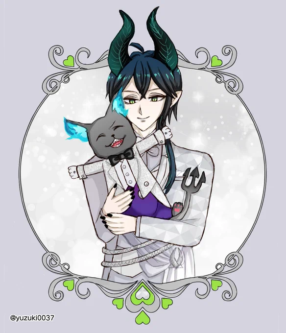 D100周年おめでとう御座いますDUOコンビのとグリ^^  #twstファンアート  グリ「も俺様の子分にしてやるんだゾ」 「ふふ…僕を子分にか。グリ...ムは随分と肝が据わっているな」