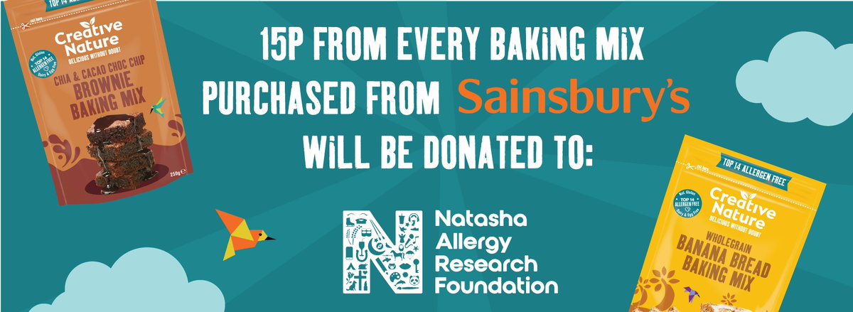 We are donating 15p from every baking mix purchased in @sainsburys to @NatashasLegacy. We are proud to be supporting this incredible charity changing the lives of those that live with allergies. To find out more about this partnership here - creativenaturesuperfoods.co.uk/we-have-partne…