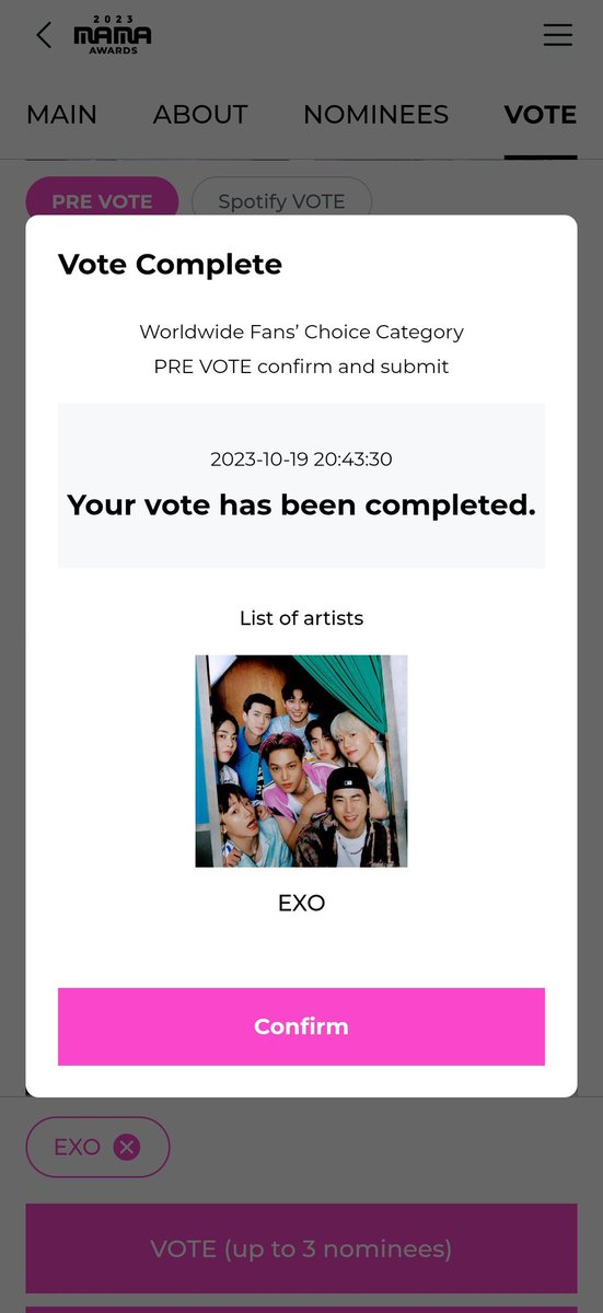 exoloeyist's tweet photo. Don't forget to vote!! @weareoneEXO https://t.co/Wd0V6jif9b