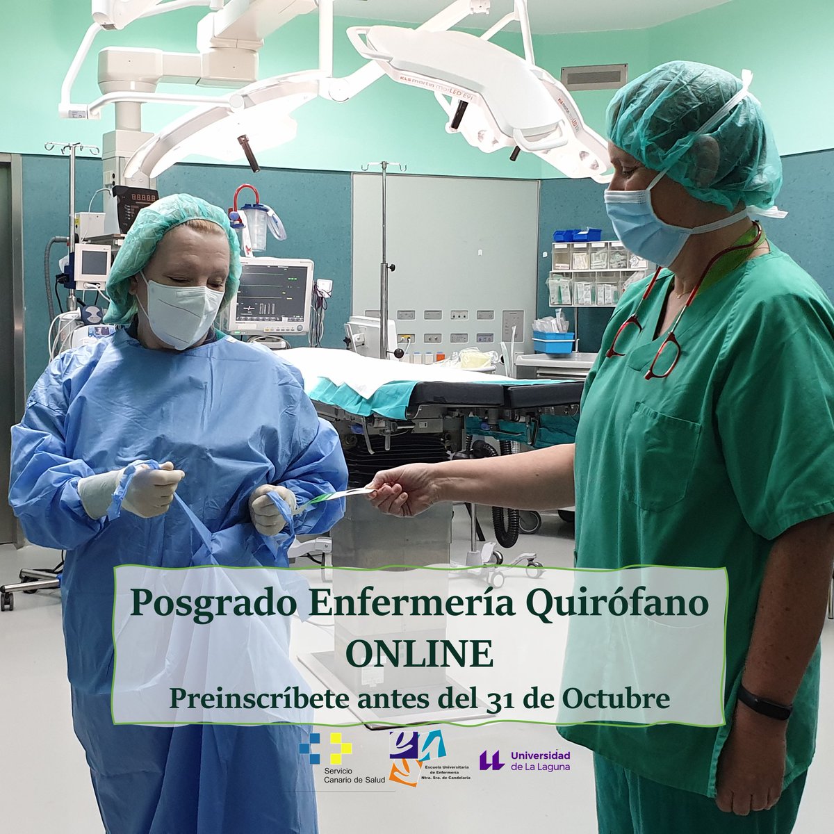 Posgrado ONLINE de enfermería. Conviértete en experto en cuidados quirúrgicos. ¡El futuro es tuyo! 💙✨
PREINSCRIBETE hasta 31 octubre
ull.es/estudios-docen…

#euensc #ull #posgrado #online  #experto   #expertouniversitario #quirofano #enfermeria #enfermeríaquirúrgica #formación