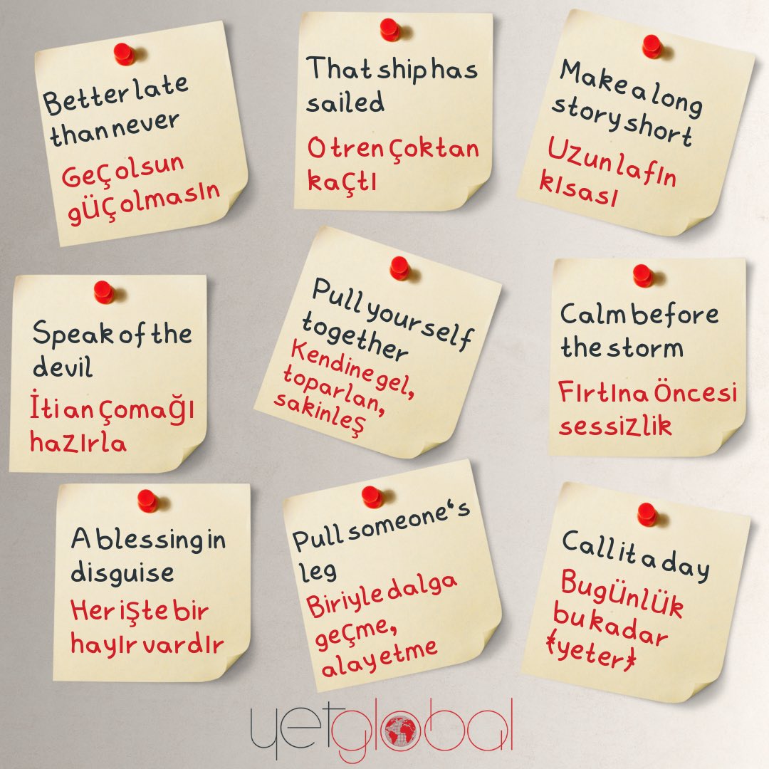 Yettercume's tweet image. Bu ay @yetglobal altyazı metinleri ve senaryolarda karşılaştığımız İngilizce deyimler ve Türkçe çevirileri📝sizin karşılaştığınız ve/vaya önerdiğiniz çeviriler neler hadi bizimle paylaşın✅ #translationagency #subtitling #scripttranslation #transcreation #englishidioms