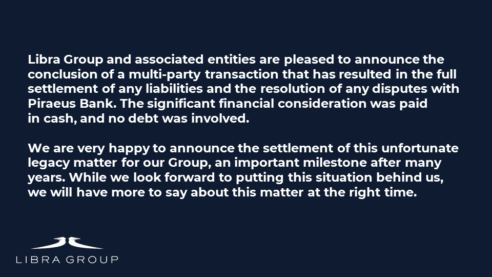 thelibragroup's tweet photo. Read Libra Group’s official statement in response to the conclusion and settlement of a multi-party transaction below: https://t.co/jwGW3kh4mY