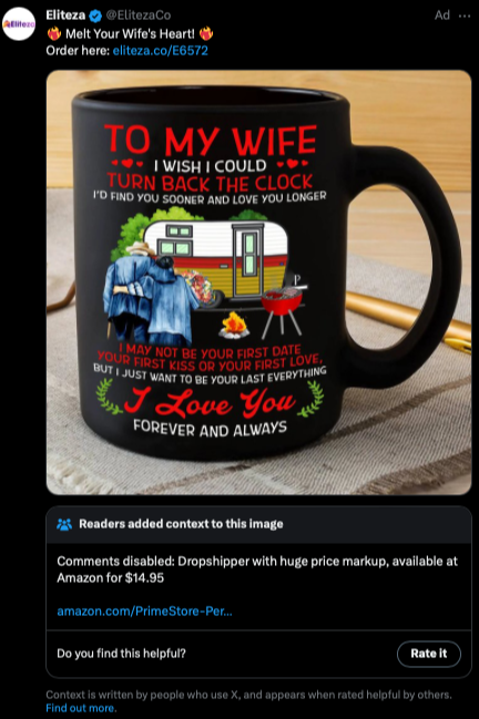 _ilokin's tweet photo. Okay this is a hell site but peep this community note – they literally call out the company for t he mark up. THIS IS AN AD ON THE PLATFORM. https://t.co/2AcBFCQUvT