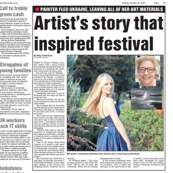 #ThrowBackThursday

To when <a href="/Essex_Echo/">Essex Echo</a>  shared Vlada's story and that of the 
Connected Arts Festival 

Our next festival is taking place on 18th - 19th Nov at Victoria Plaza Centre #Southend 

echo-news.co.uk/news/23055420.…

n-acttheatre.co.uk

#Creative 
#NactTheatre #Art