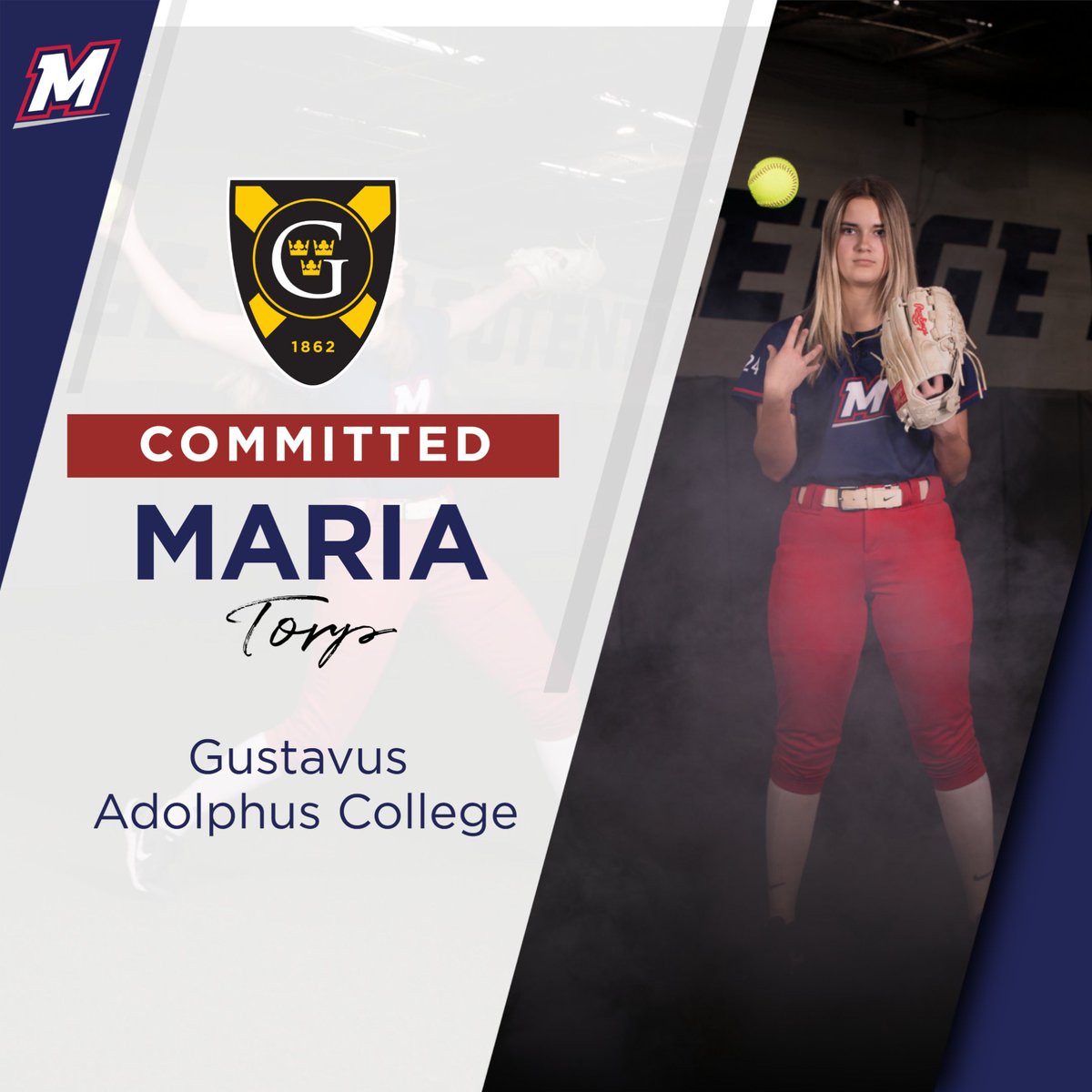 HUGE CONGRATS to <a href="/MariaTorp2024/">Maria Torp</a> for her commitment to continuing her academic and softball career at <a href="/GACSoftball/">Gustavus Softball</a>! 

We are SO proud of you!