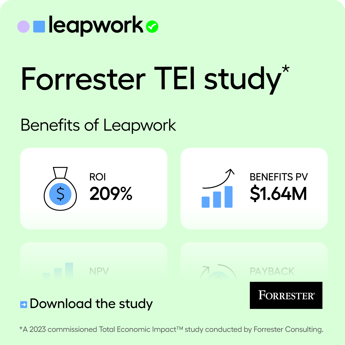 What is the ROI of Leapwork? @Forrester has completed the Total Economic Impact™ study on our #TestAutomation tool. You're going to want to see the results 📈. Download the commissioned Forrester Consulting study to learn more hubs.ly/Q025Mshr0 #Forrester #ROI