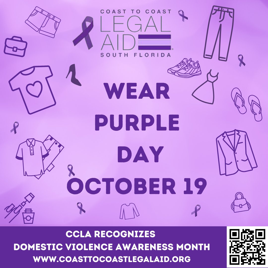 It is Wear Purple Day! Are you showing your support? #RestrainingOrder #InjunctionForProtection #DomesticViolence #DV #IPV #OrdenDeProtección #LoveShouldntHurt #17thCircuit #DVFacts #PowerAndControl #Abuse #DVSurvivors #DomesticViolenceAwareness #DomesticViolencePrevention